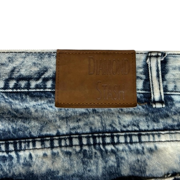 DIAMOND STASH Acid Wash American Flag Jeans Street Style Distressed sz 42 x 31 - Picture 6 of 10